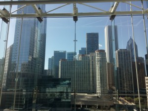 Chicago's Skyline, seen from the hotel's elevator (c) Anna-Lisa Müller 2015
